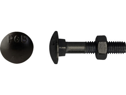 Pgb-fasteners boulon Ã  bois avec Ã©crou DIN603 M6 70mm noir 6 piÃ¨ces