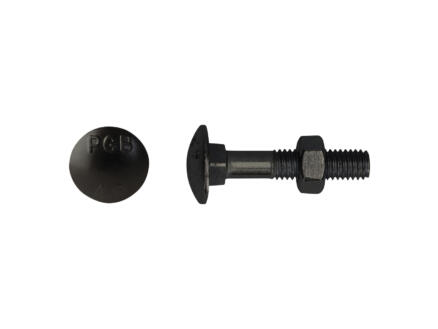 Pgb-fasteners boulon Ã  bois avec Ã©crou DIN603 M8 45mm noir 6 piÃ¨ces