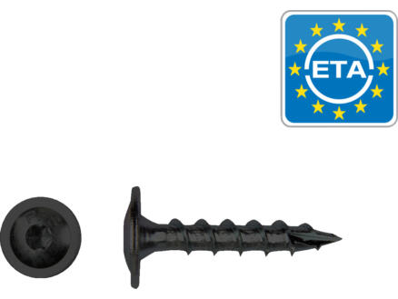 Pfs+screw vis Ã  bois Ã  embase T40 8x40 mm noir 6 piÃ¨ces