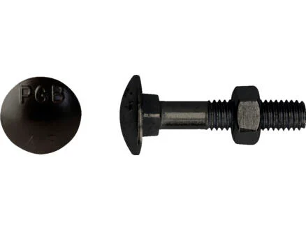 Pgb-fasteners boulon Ã  bois avec Ã©crou DIN603 M8 80mm noir 6 piÃ¨ces