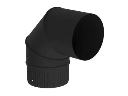 Saninstal rookafvoer bocht email 90Â° 125mm zwart