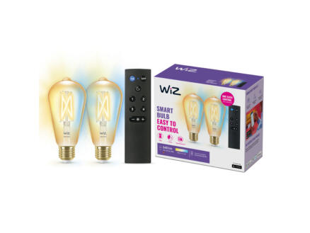 WiZ LED Edison-lamp filament E27 50W dimbaar 2 stuks + afstandsbediening