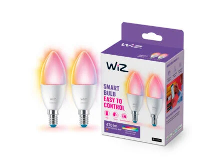 WiZ RGB LED kaarslamp E14 40W dimbaar 2 stuks
