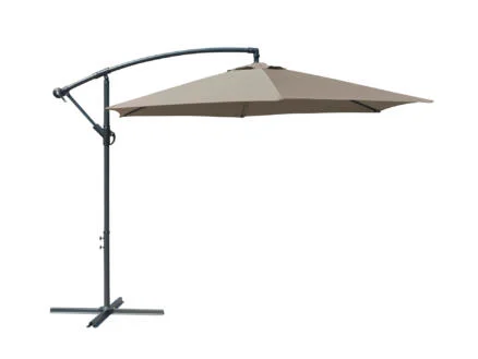 Garden Plus parasol dÃ©portÃ© 3m 6 baleines taupe + pied