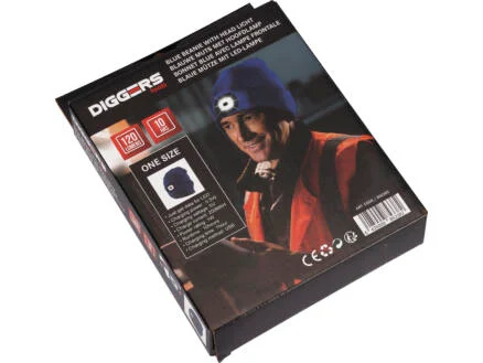 Diggers bonnet LED rechargeable bleu
